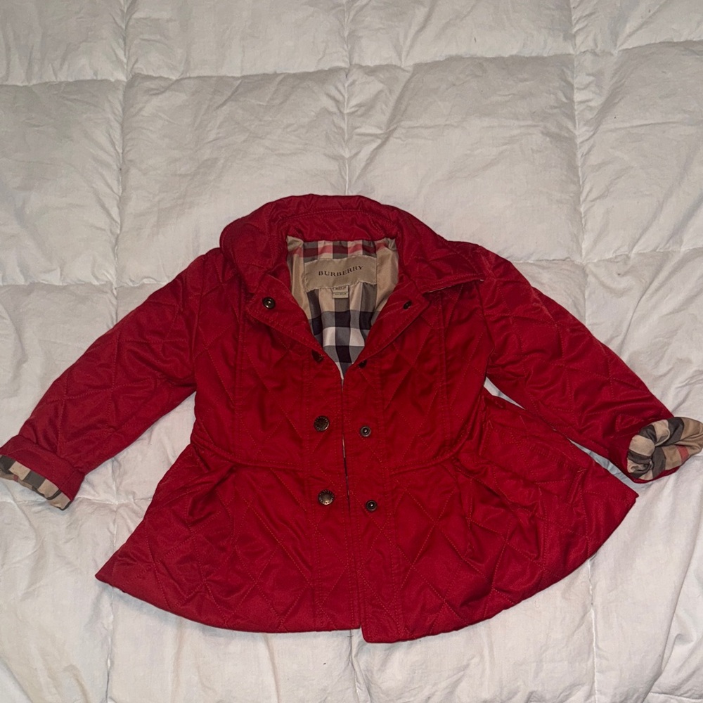 Burberry Red Quilted Kids Puffer Jacket